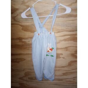 Vintage Scharf Bunny Easter Suspender Outfit Pinstripe 18-24 Months Toddler